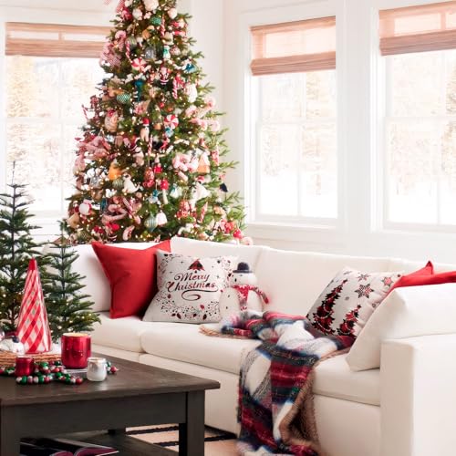 ZWJD Christmas Pillow Covers 22x22 Set of 2 Chenille Red Decorative Pillowcases