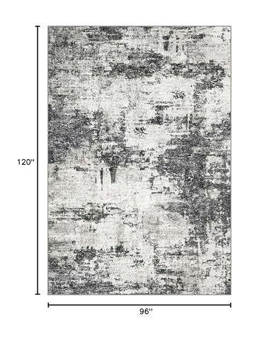 Black 8x10 Abstract Washable Area Rug for Living Room - Non-Slip, Soft & Stain-Resistant