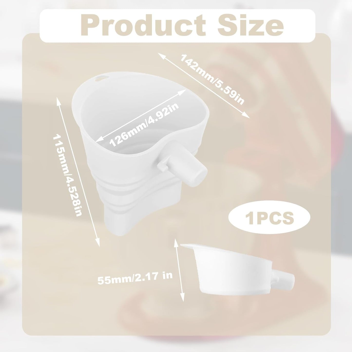 KitchenAid Silicone Flour Funnel - Foldable Anti-Splash Accessory for 5-Quart Tilt-Head Mixer | Dishwasher Safe (White)