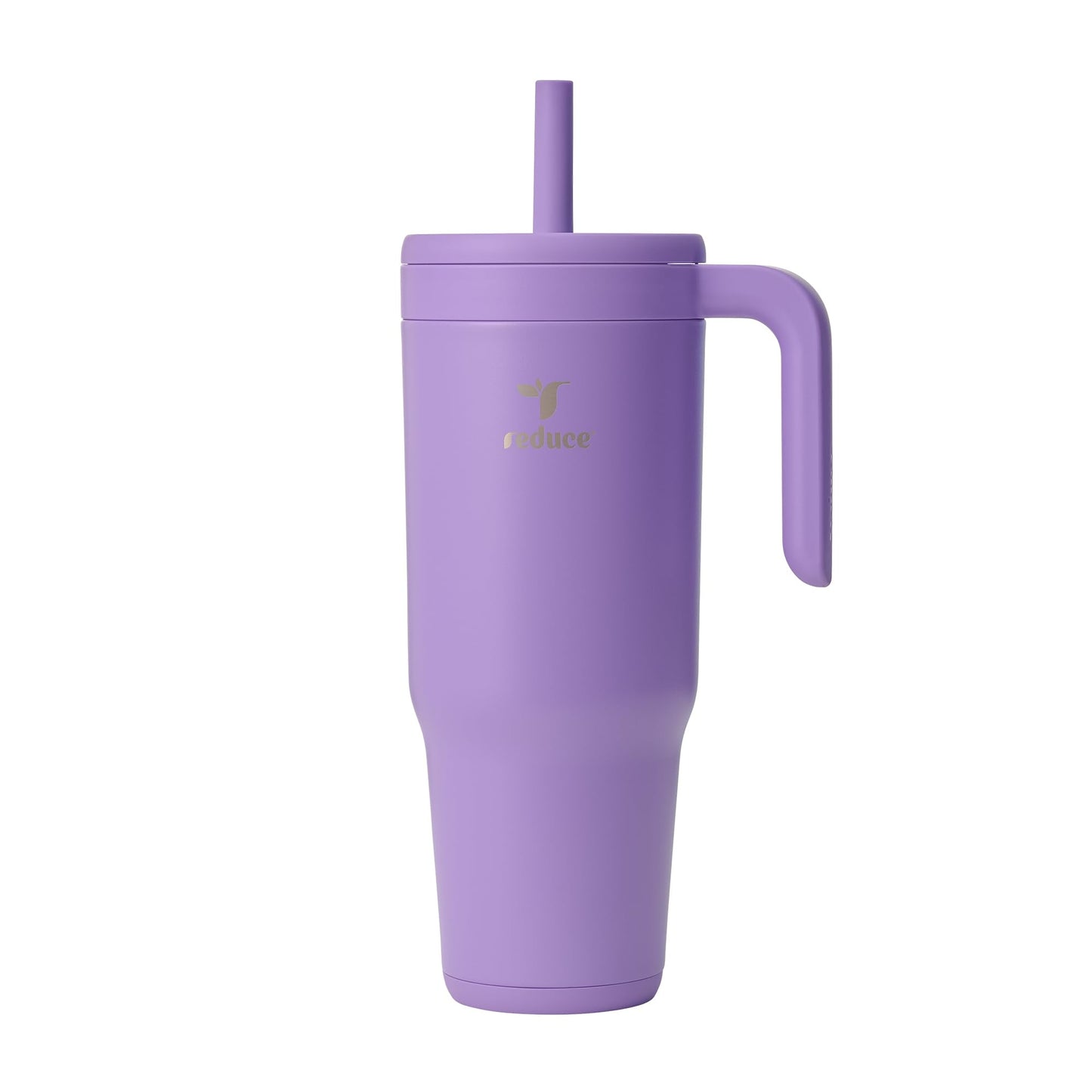 REDUCE Chiller Vacuum Insulated 40 oz Tumbler with Spill-Proof Silicone Straw - Sustainable Tritan Lid with Water Intake Markers - Soft Sit Base Travel Mug - Dishwasher Safe - Purple Punch