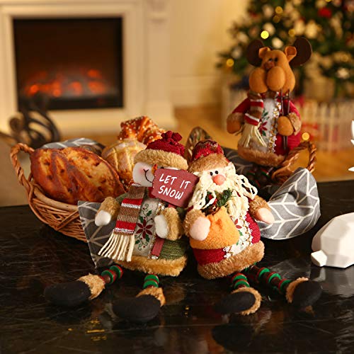 Sumind 3 Pcs Christmas Santa Snowman Reindeer Sitters with Long Legs - Holiday Decor