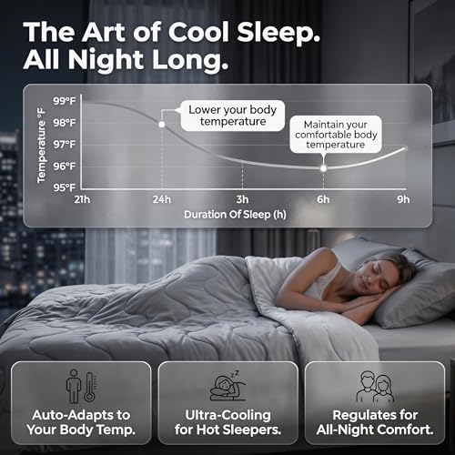 HLLBLL Silver Infused Ultra Cold Fiber Cooling Comforter Twin XL - Cool Gray