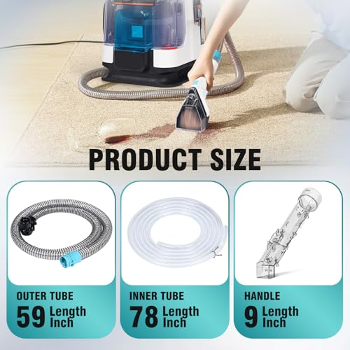 59-Inch Carpet Cleaner Replacement Hose with Clear Handle for Shark StainStriker