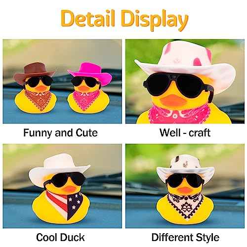wonuu Rubber Duck Car Ornaments Yellow Duck Car Dashboard Decorations with Propeller Helmet for Christmas Decor and Home Decorations for Adults, Y_Vertical Nation Flag Scarf_White