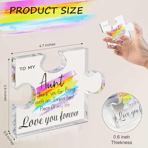 Personalized Acrylic Puzzle Photo Block for Aunt - Birthday & Christmas Gift 3.9x4.7 Inch - Engraved Custom Keepsake