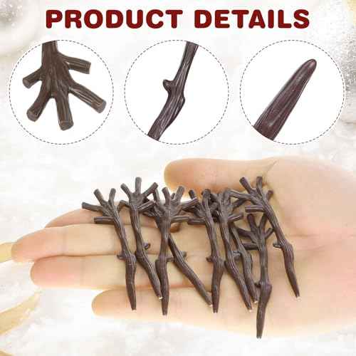 100Pcs Mini Christmas Snowman Hand, Mini Twigs Deer Antlers Shaped Tree Branches Snowman Crafts Kit for Winter Decorations