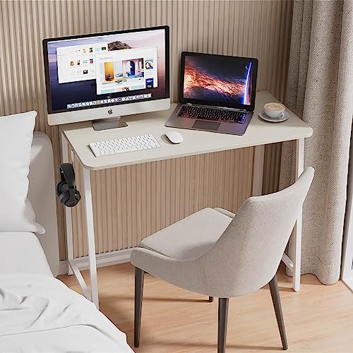 Large Size Foldable Computer Desk 39.4" for Small Spaces - Oak Finish