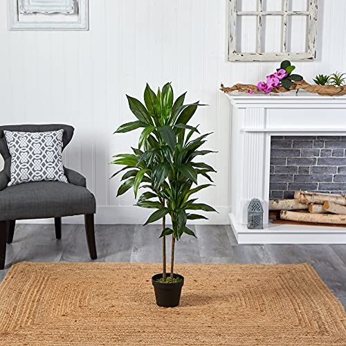 Nearly Natural 48-Inch Artificial Dracaena Plant with Pot - Green