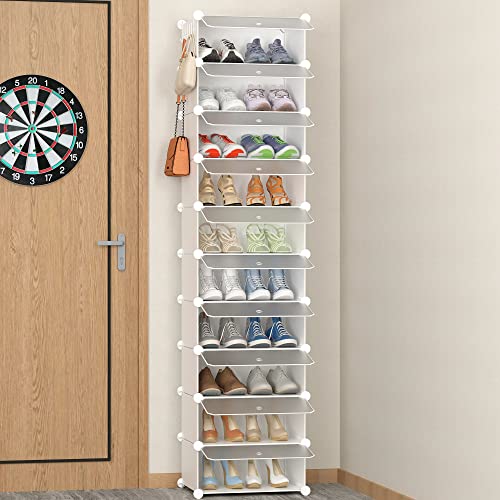 HOMIDEC Transparent 10-Tier Shoe Storage Rack with Dustproof Cover
