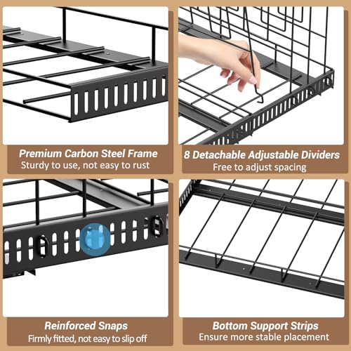 Housolution Black Expandable Pull-Out Baking Tray & Cookie Sheet Organizer with 8 Dividers