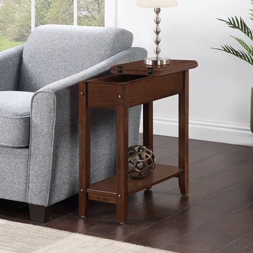 Espresso American Heritage Flip Top End Table with Hidden Storage & Lower Shelf