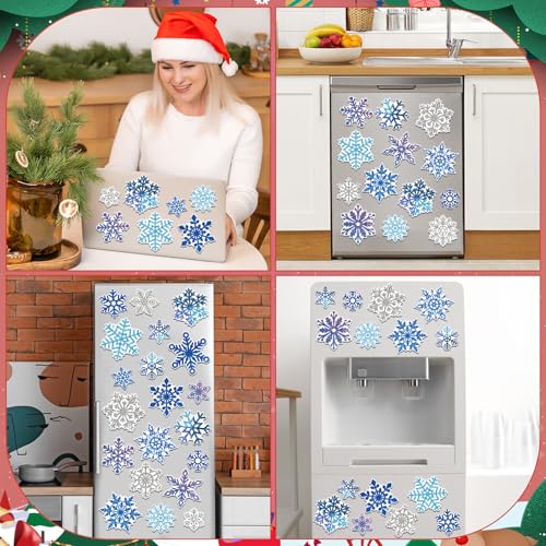 Auzesto Snowflake Refrigerator Magnets 25Pcs Winter Christmas Decor