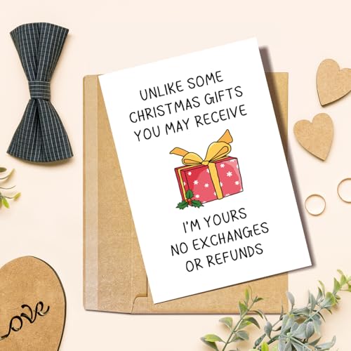 Naixiwen 074 Romantic Christmas Card for Him & Her – Funny I’m Yours; No Exchanges No Refunds