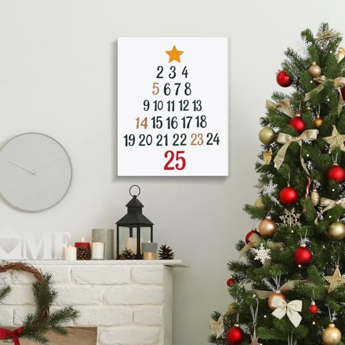 Christmas 23 Modern Wall Art - Holiday Countdown Picture 8x10 Framed for Christmas Decor