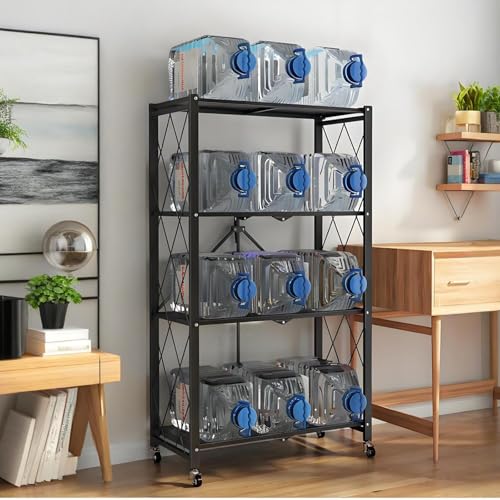 4-Tier Metal Shelving Unit - Foldable Garage & Kitchen Storage Rack