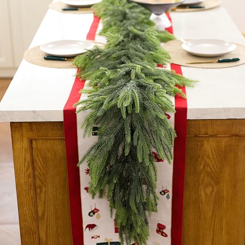 6FT Norfolk Pine Christmas Garland for Mantel – 1 Pack, Green (1.5m) by ZIJIN