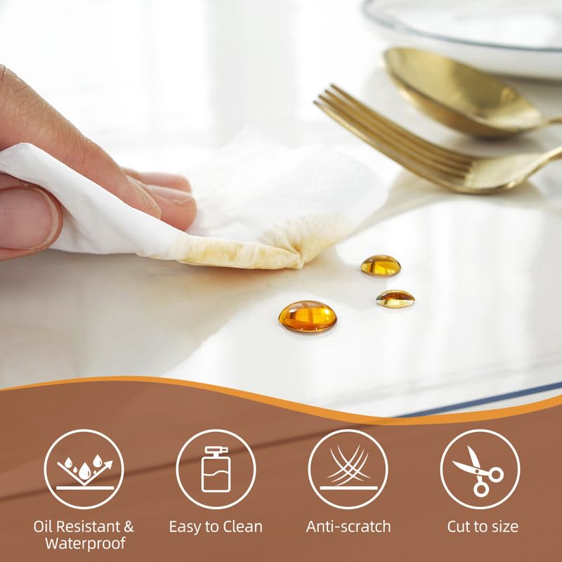Warmstar Clear Table Cover Protector 36x60 Inch, 1.5mm Thick, Food Safe & Heavy Duty