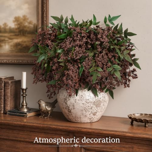 Dark Brown Nandina Berry Stems for Floral Arrangements - 4 Pack, 34 Inches - Variation: Brown