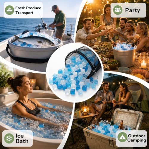 Blue Reusable Ice Cubes 800 Pack - Large Bulk for Drinks & Outdoor Use