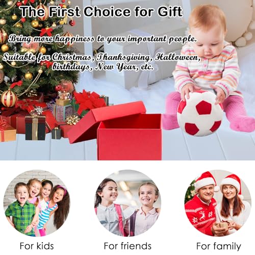 zhidiloveyou 9" Plush Soccer Ball Stuffed Toy, Plush Football Pillow Soccer Gift for Kids, Red-White