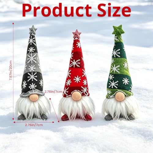 Set of 3 Nordic Gnome Christmas Decorations | Plush Tomte Elf for Tiered Tray