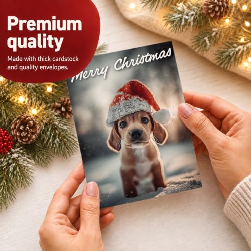 Old English Christmas Cards Bulk Pack 20 – Seasons Greetings, 6 Baby Animal Santa Images
