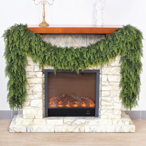 VIERENA 6FT Artificial Christmas Cedar Garland Faux Greenery for Mantle Decor