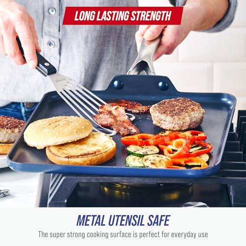 Blue Diamond 11" Infused Ceramic Nonstick Square Griddle Pan,