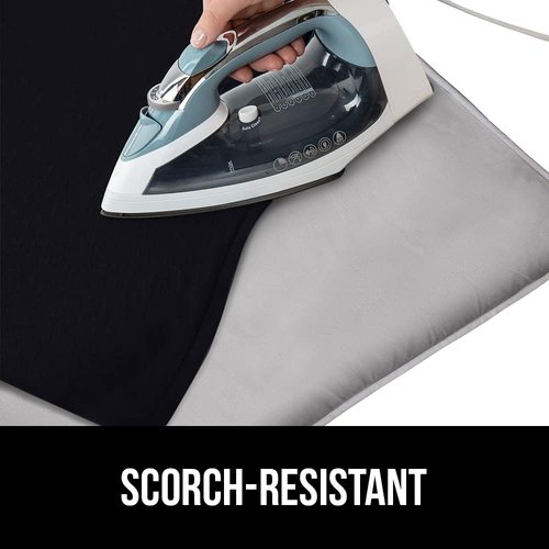 GORILLA GRIP The Original Ironing Board Cover and Pad, Silicone Coating, 400°F Scorch Resistant Thick Padding, Heavy Duty Iron Covers Standard Boards, Hook and Loop Fastener Strap, Silver 28x24