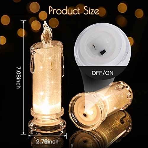 2 PCS LED Flameless Candles,Fake Candle, Battery Operated Candles/Battery Included for Valentine Bedroom Birthday Wedding Christmas Decorations Home Decor