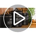 Noonberry 5-Piece Farmhouse Canister Set Cream White for Kitchen Counter & Storage