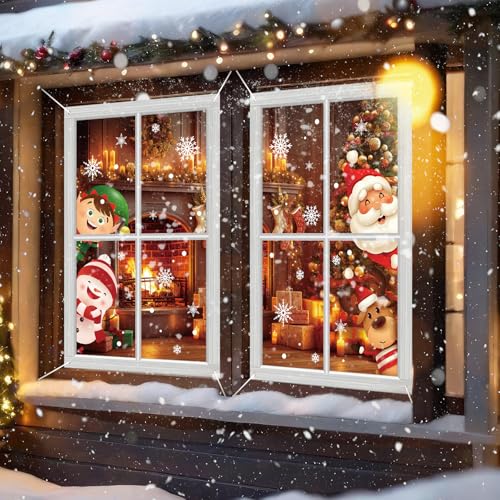 HunnmingRe 2 Pcs Christmas Santa Claus Window Covers Xmas Door Cover