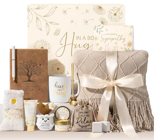 Beige Sympathy Gift Basket for Loss of Loved One - Hug in a Box
