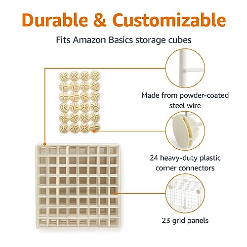 White Cube Wire Grid Storage Shelves - 6-Cube Modular Organizer 12x12 Inches