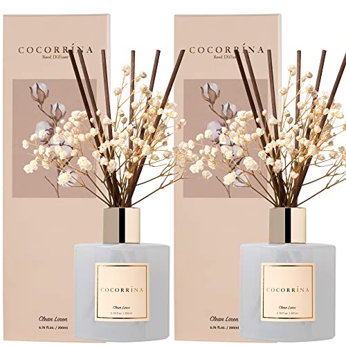 Reed Diffuser Set with Sticks - Clean Linen Scent - 6.7 Fl Oz - 2 Pack - Home Fragrance & Decor