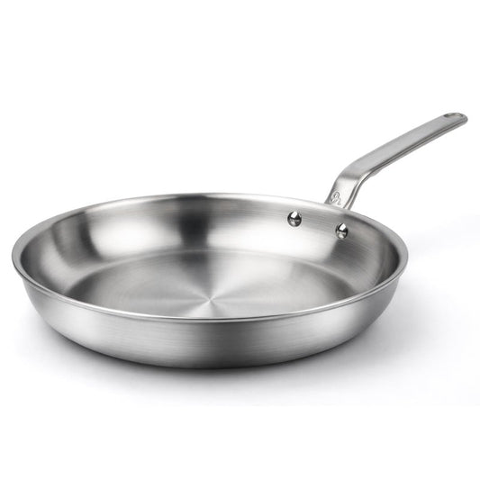 GLOBEHOME 10 Inch Stainless Steel Frying Pan - 5 Ply Stainless Clad Skillet with Aluminum Core, Durable and Even Heating, Professional Cookware for Induction, All Stoves, Oven and Dishwasher Safe