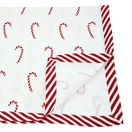 SARO LIFESTYLE Peppermint Candy Cane Table Runner 16x54 Red Holiday Decor