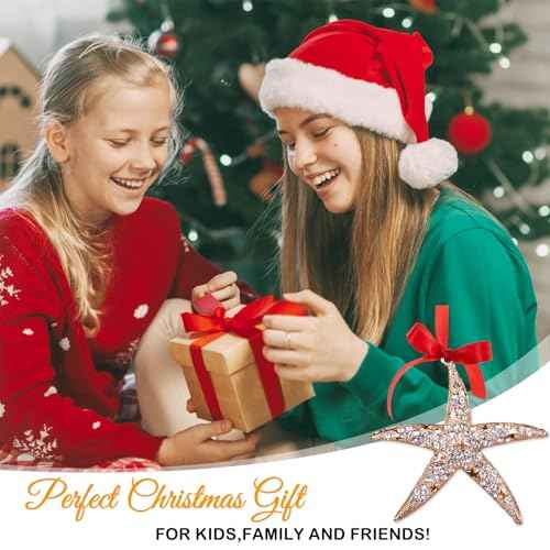 D4DREAM Starfish Christmas Ornament - Metal Gold Starfish Ornaments for Christmas Tree Beach Theme Hanging Ornaments Keepsake Gifts for Women Men Kids