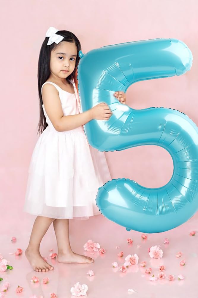 Number 0 Balloons - 40 Inch Pastel Blue Birthday Decorations for Milestone Events & Baby Showers