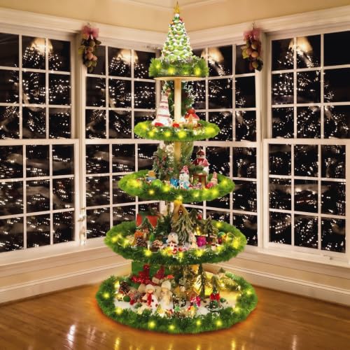 Barydat 5 Tier 59-Inch Christmas Tree Bookshelf - Village Display Stand
