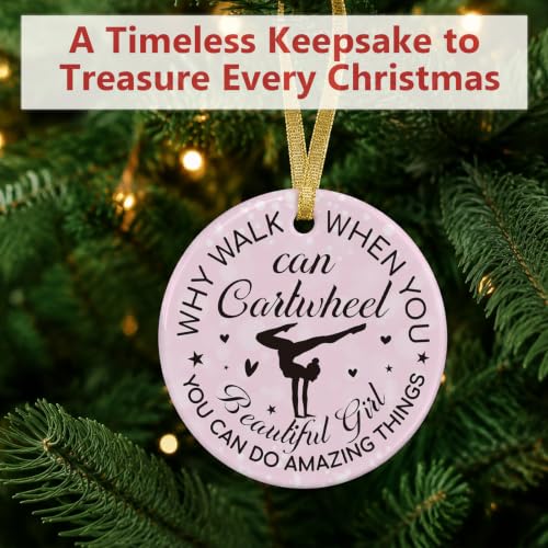 Pink Christmas Ornament for Women & Girls - Gymnastics Gift, Holiday Decor