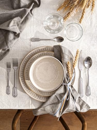 LE TAUCI 12-Piece Dinnerware Set for 4 - Ceramic Plates & Bowls, Chip-Resistant, Microwave & Dishwasher Safe, Beige Wheat, 4-Set