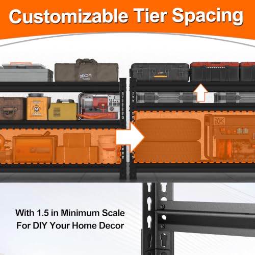 Heavy Duty Metal Garage Shelving - 48W x 16D x 39H, Black, 3T-BK-48"Wx16"D