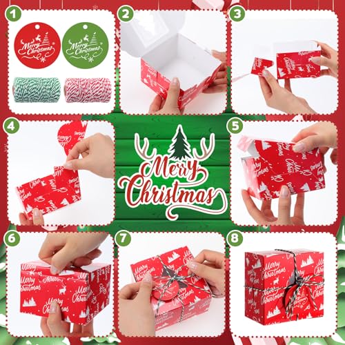 Glenmal 100 Christmas Bakery Cookie Cupcake Gift Boxes with Windows & Labels