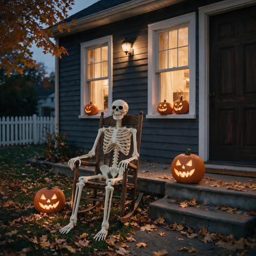 Oceanite 2-Pack Life Size 5.4FT Skeleton Halloween Decorations, Articulated Joints