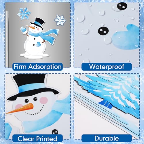 Pasimy Let It Snow 29 Pcs Refrigerator Magnets – Snowman & Snowflake Holiday Decor