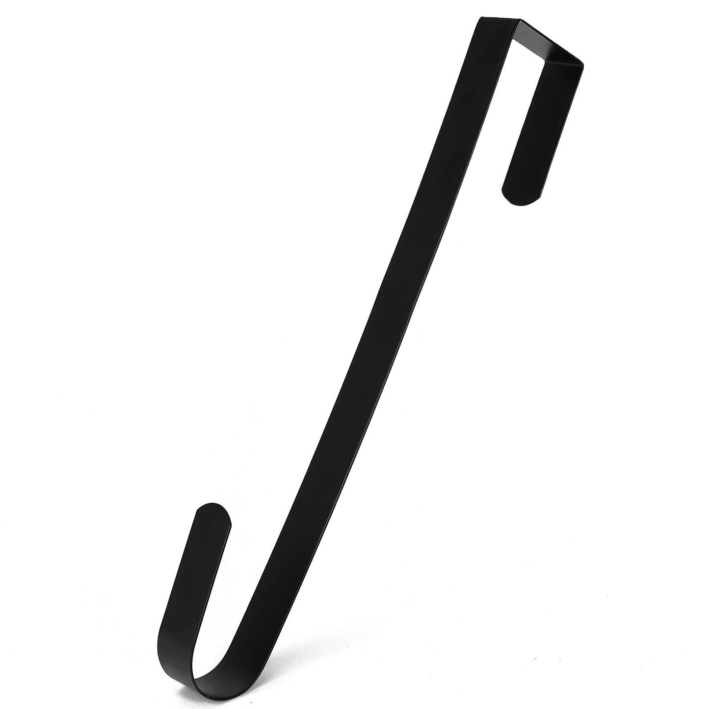 RN'D Over Door Wreath Hanger Hook - Thin Metal Overdoor Wreath Holder Seasonal Hanger Hooks for Front or Back Door (Black, 15")
