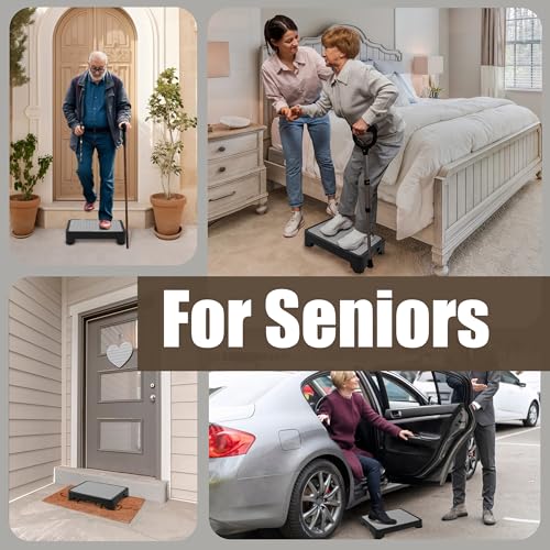 Adjustable Step Stool for Seniors 3.4-5.4 Inch Height Gray 6-Leg Stability
