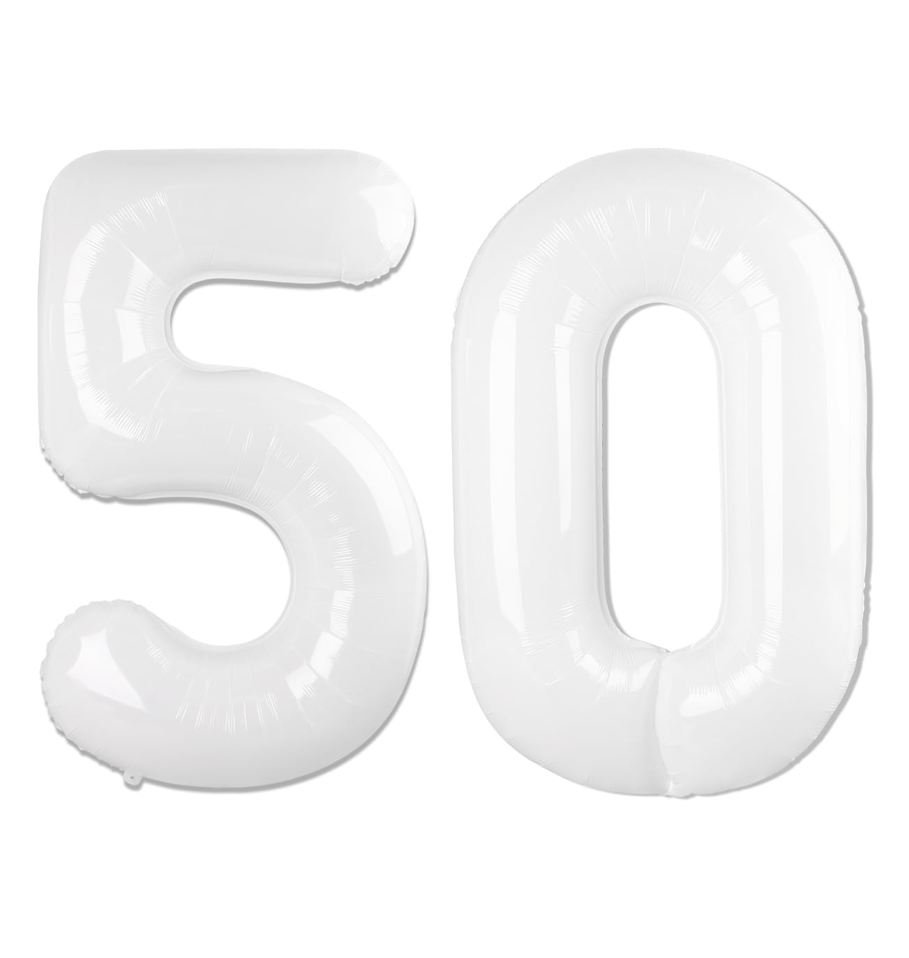 White Number 50 Balloon 40 inch, Translucent 50 Number Balloons, 50th White Birthday Decorations for Women Men, 50 Year Old Party Supplies