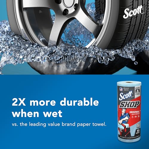 Scott Shop Towels Original 12 Rolls (55 Sheets Each) - Absorbent Blue Commercial Cleaning Cloths